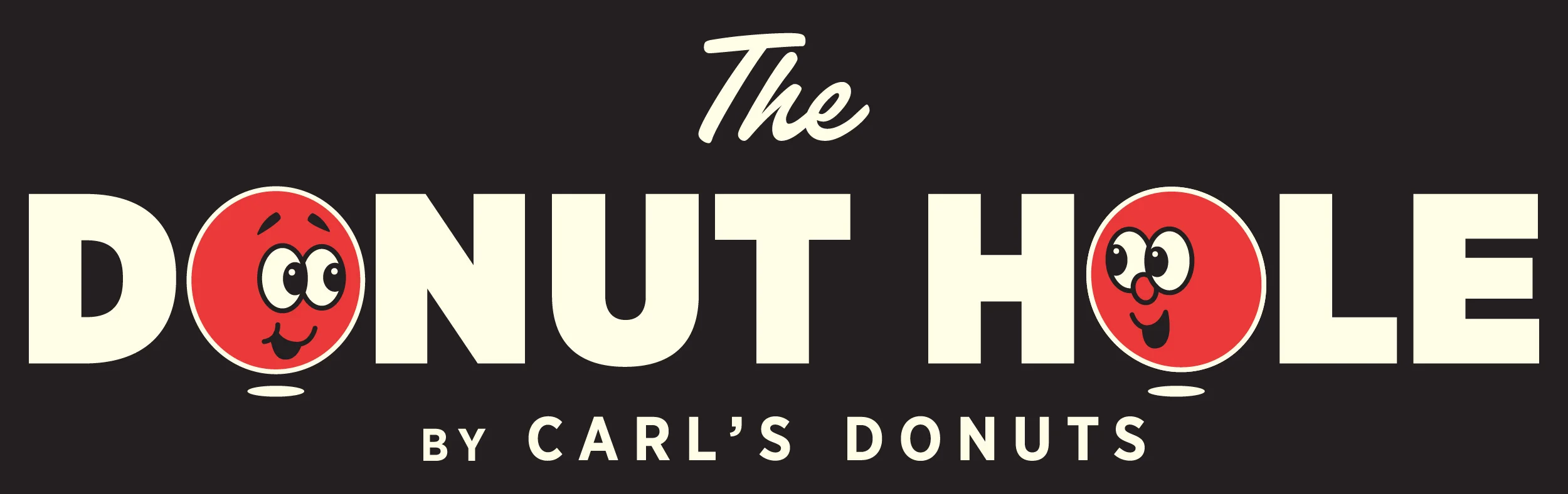 Logo of The Donut Hole by Carl's Donuts featuring playful donut characters