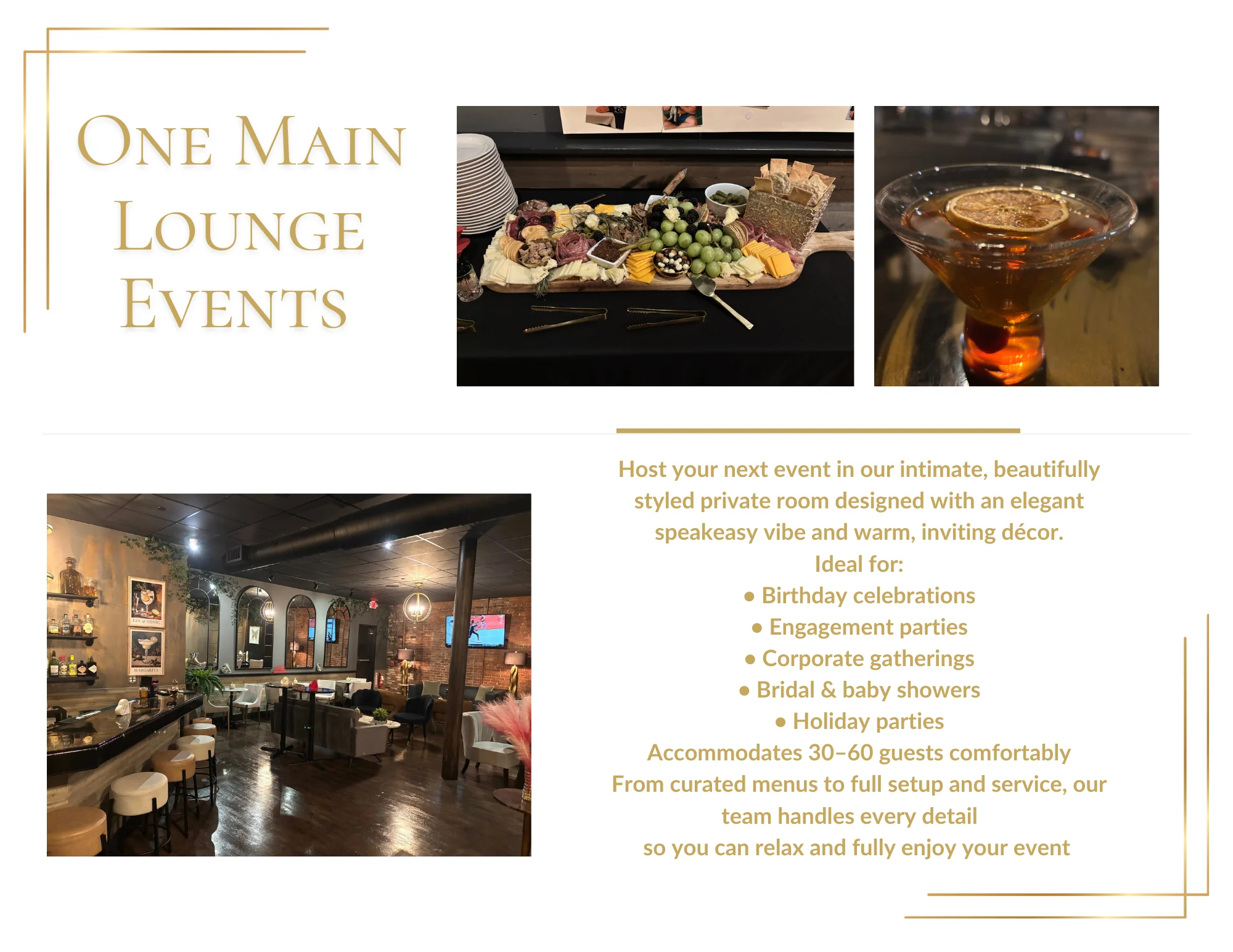 Private Events Menu