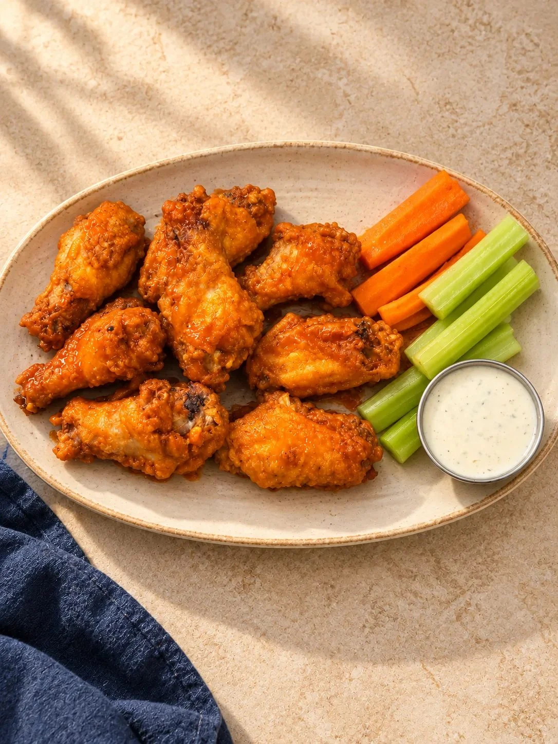 Buffalo wings with celery, carrots and ranch at Antonia's Pizza on Higuera Street