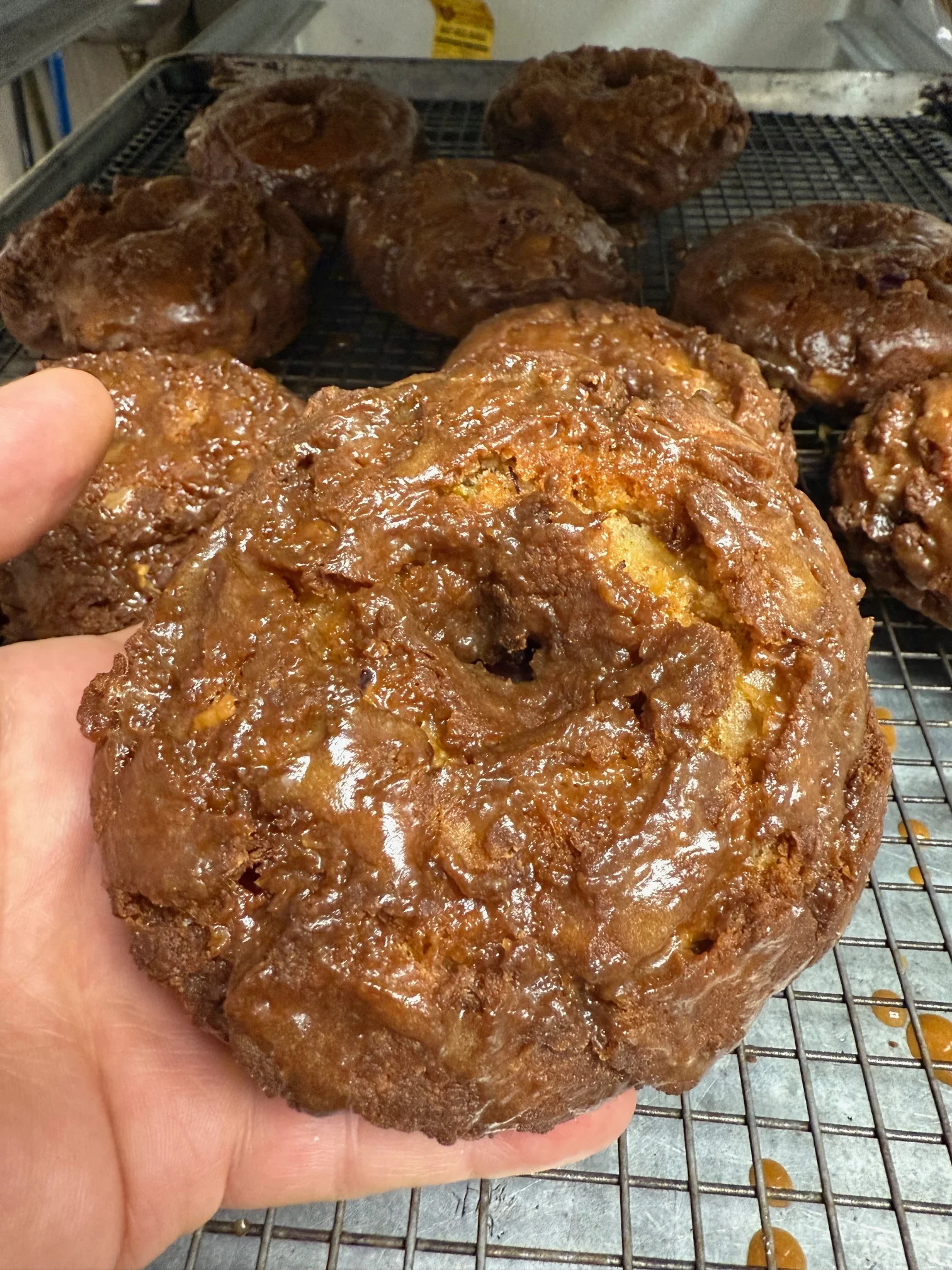 Freshly baked chocolate-glazed doughnut