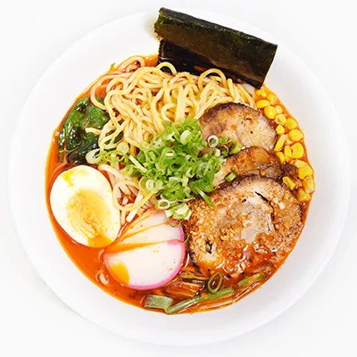 Spicy Japanese ramen with chashu pork and soft-boiled egg