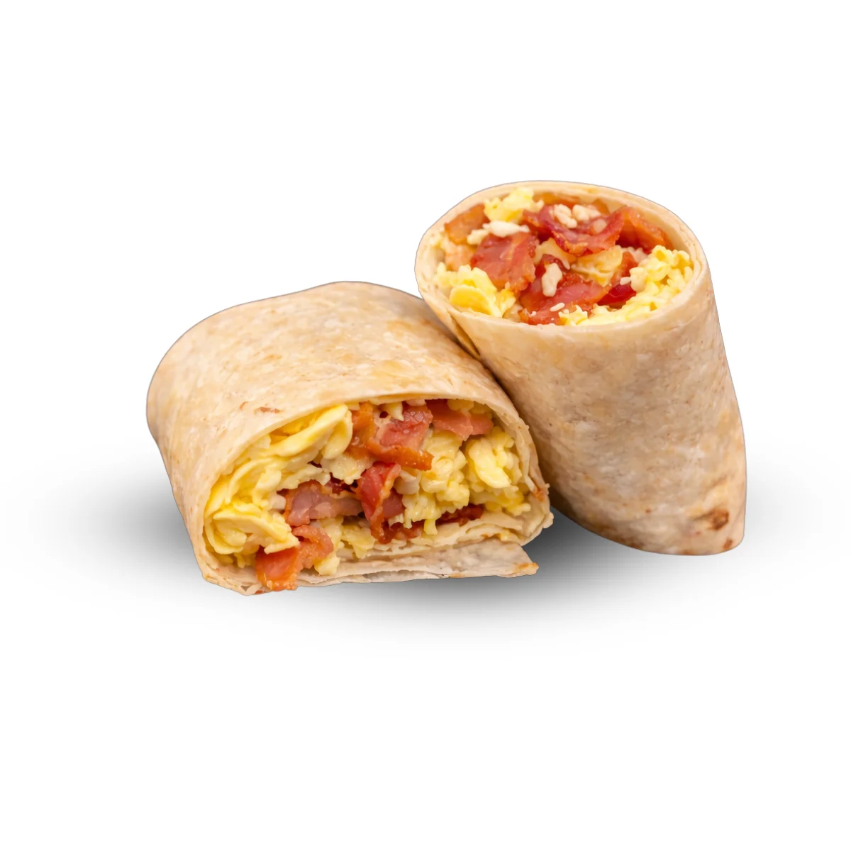 Bacon + Egg Burrito – breakfast burrito with bacon and egg inside