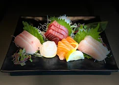 Assorted Japanese sashimi platter with fresh fish