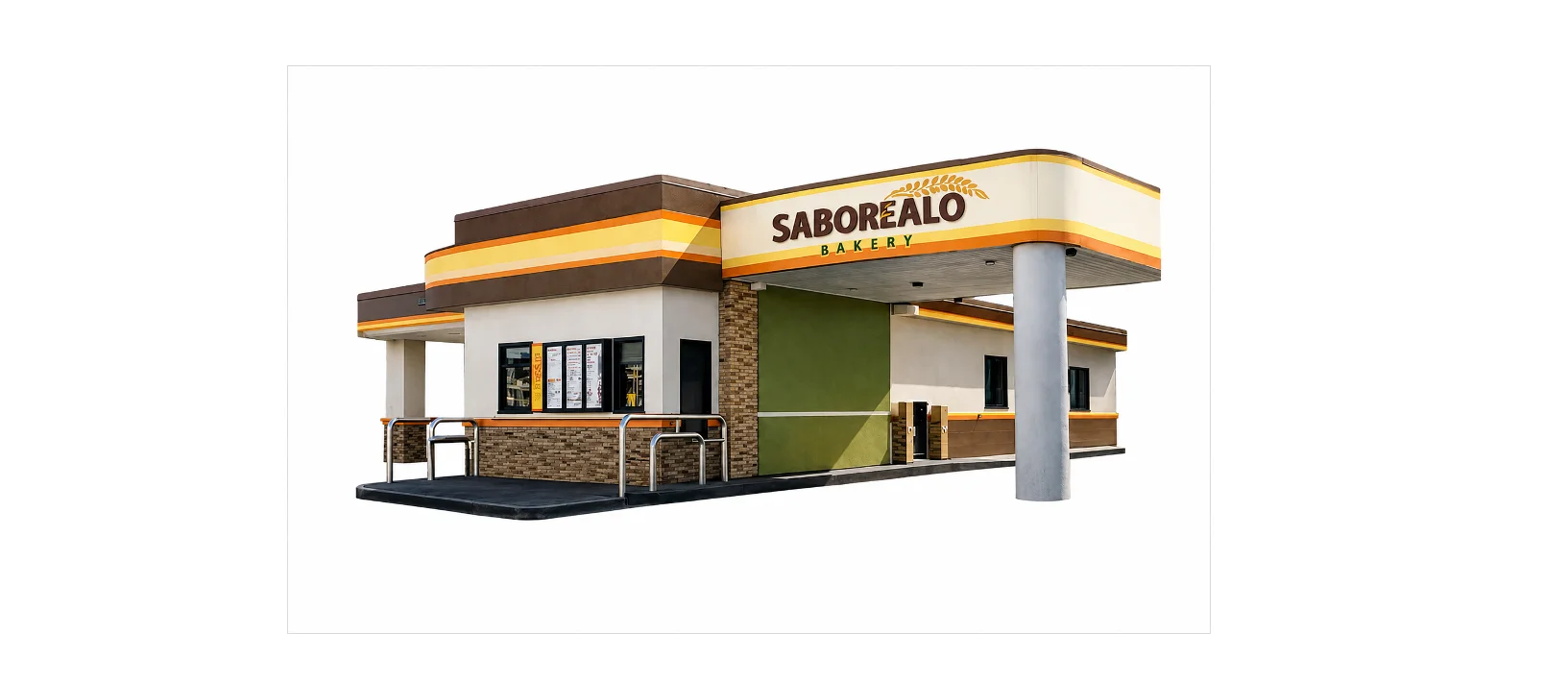 Exterior view of Saborealo Bakery with modern design