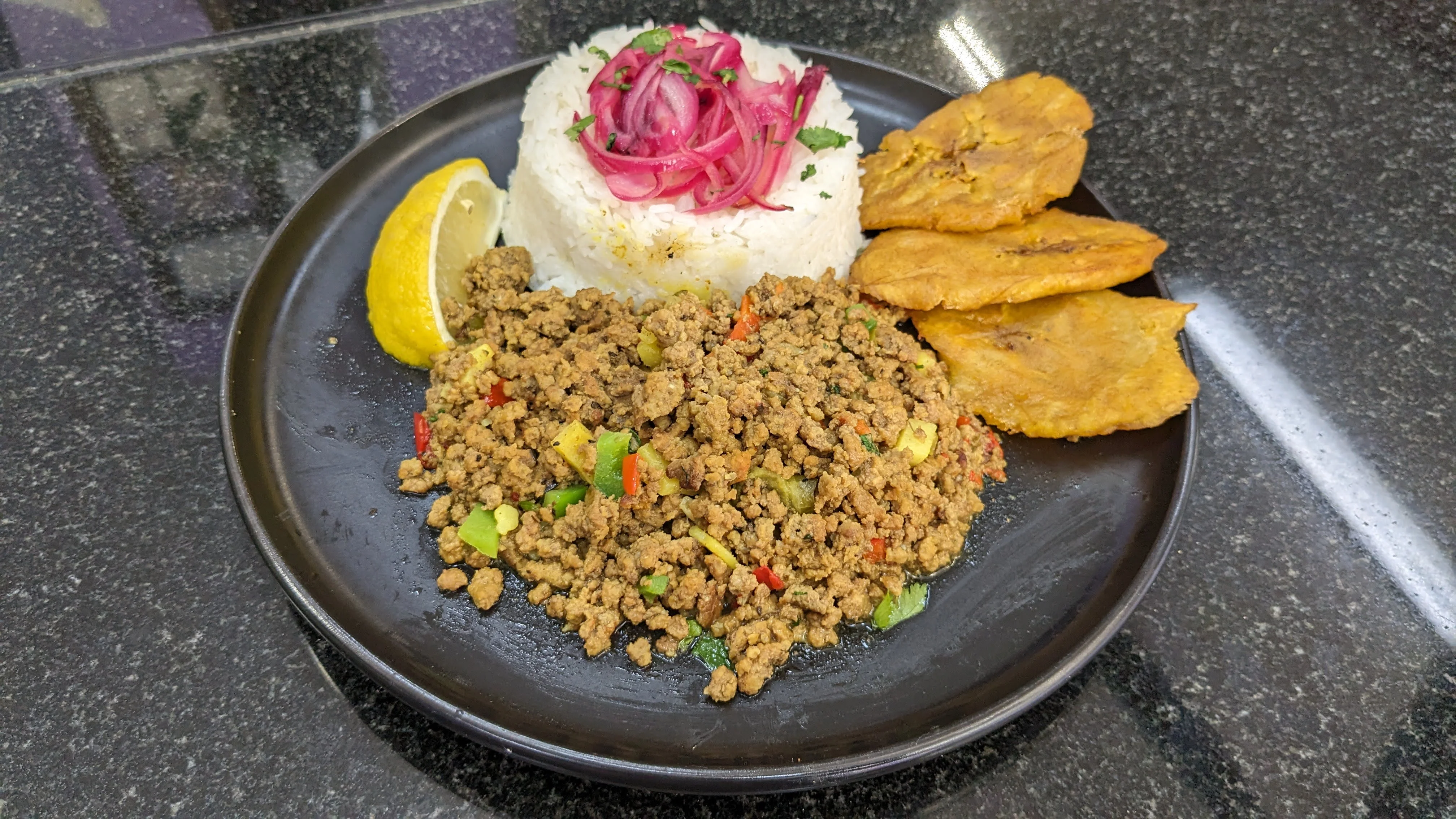 Savory Venezuelan pabellón criollo with rice and plantains