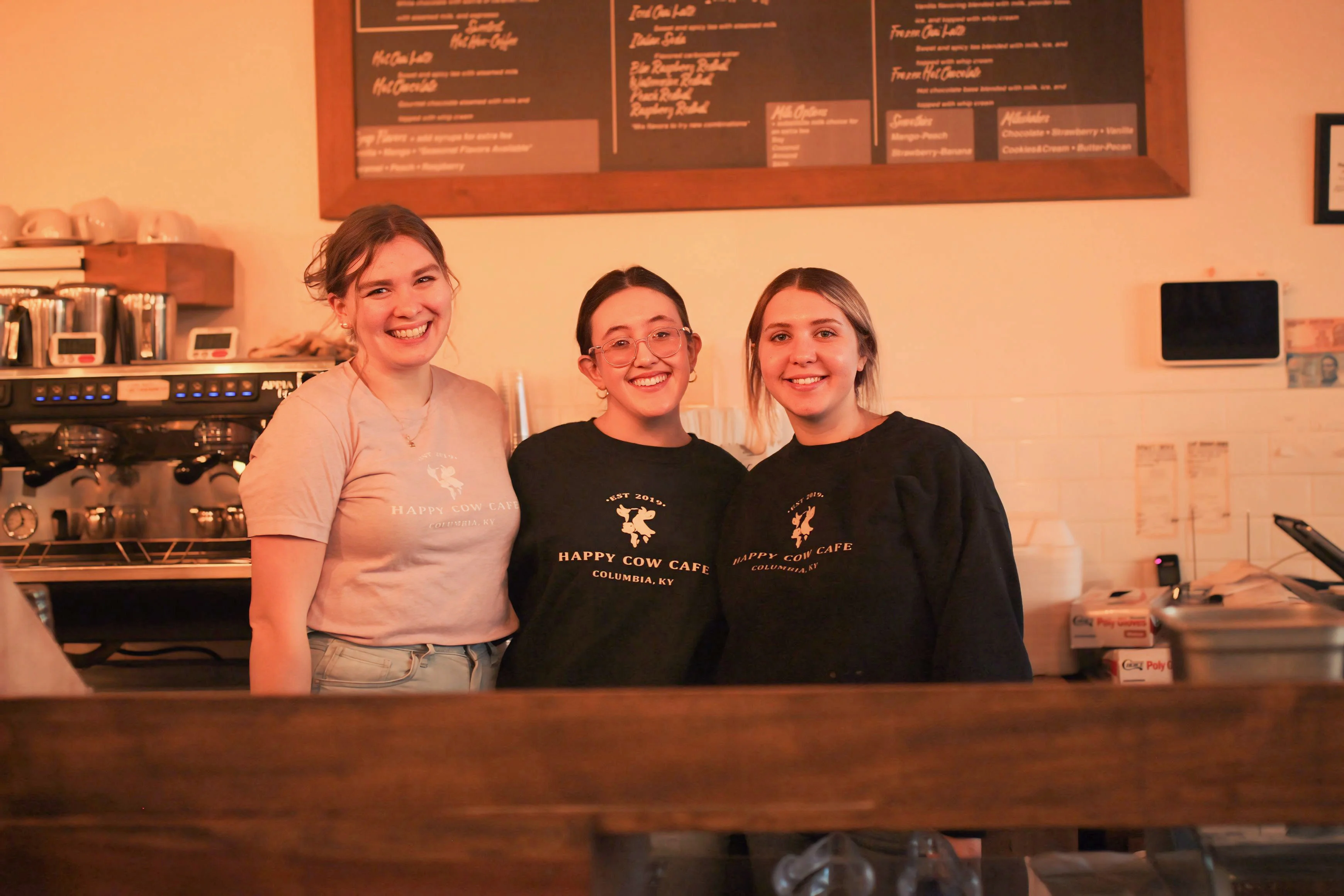 Friendly baristas at Happy Cow Cafe in Columbia, KY