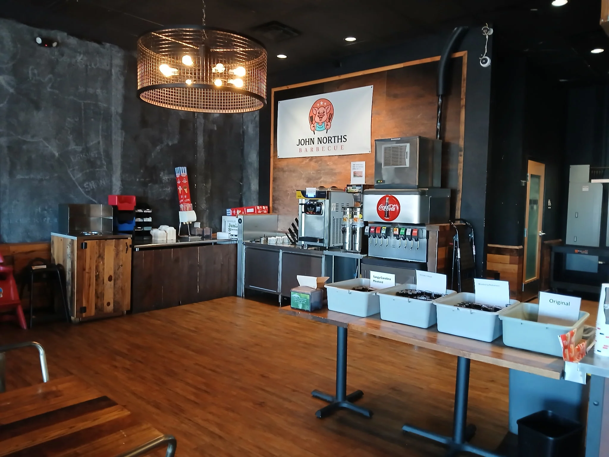 Cozy barbecue restaurant interior with rustic decor
