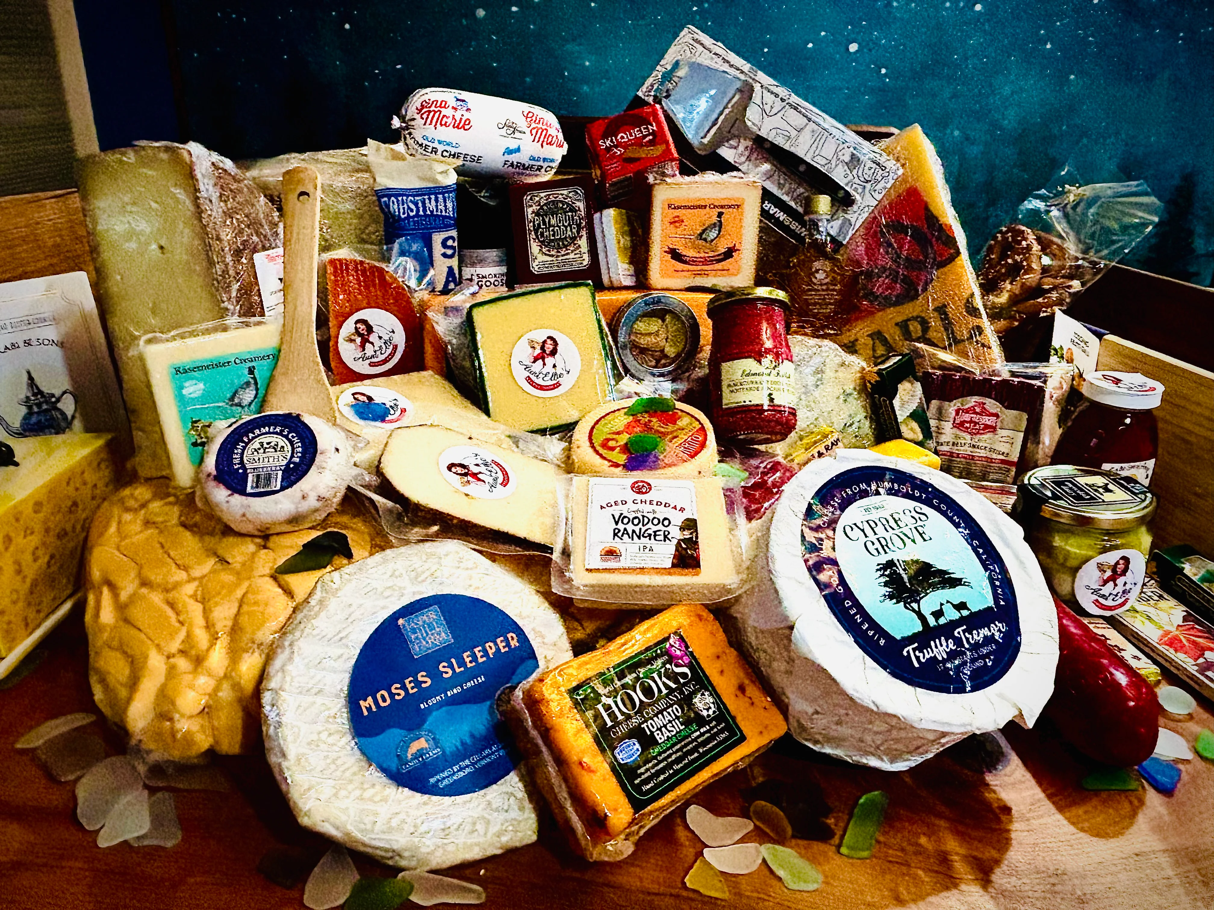 Various cheeses at Aunt Ellie's shop