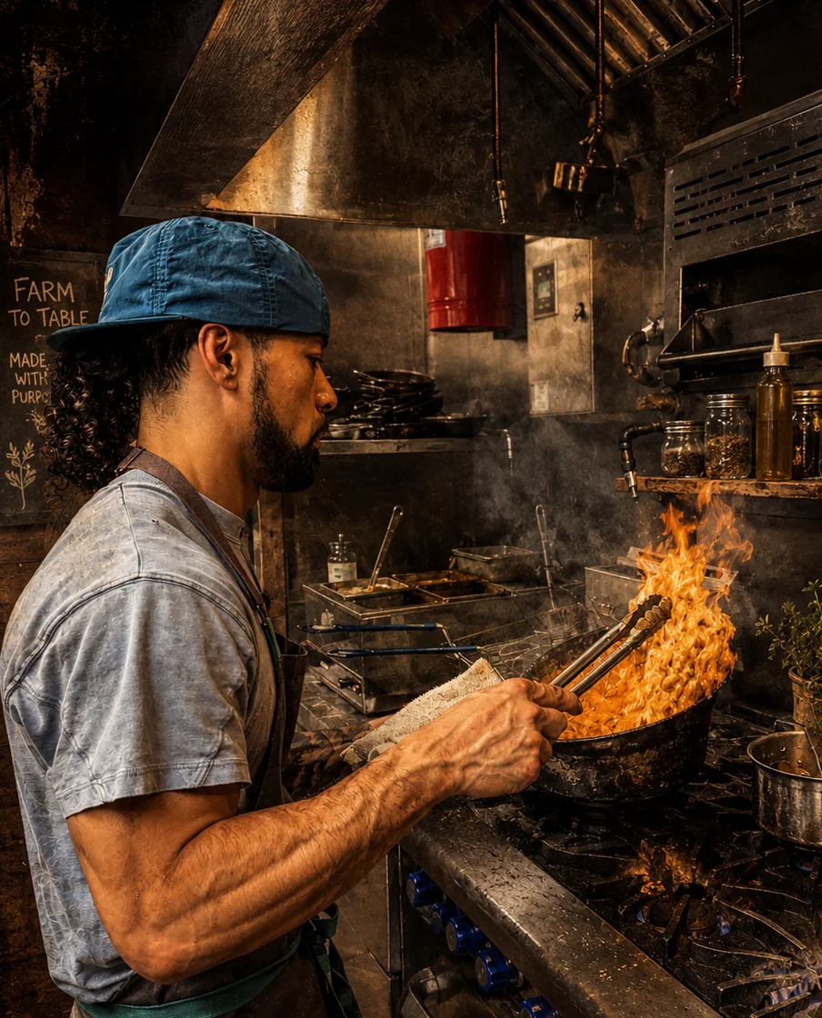 Open Kitchen at Bistro off Broad featuring fresh farm-to-table cuisine