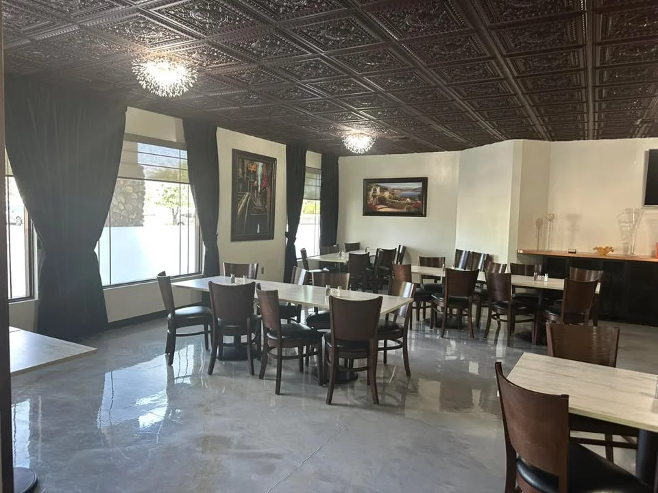 Elegant restaurant interior with modern decor and natural light