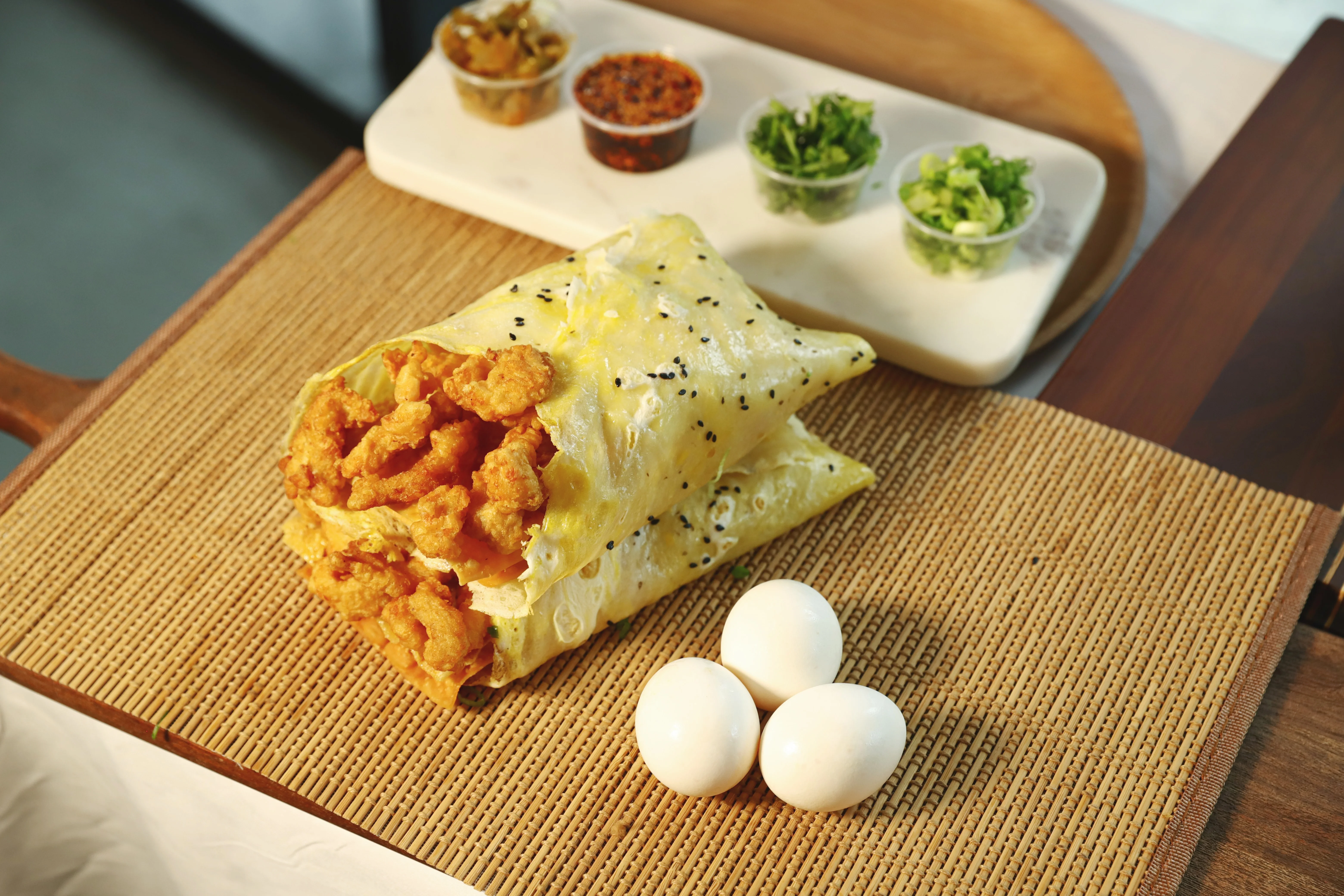 Crispy Indian kathi roll with fried chicken
