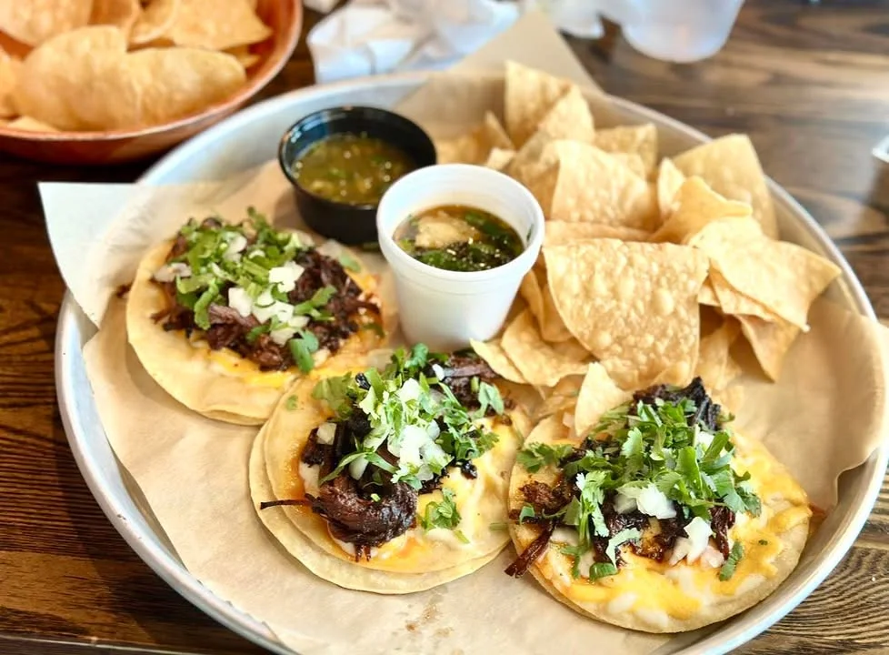 Authentic Mexican tacos with beef and fresh toppings