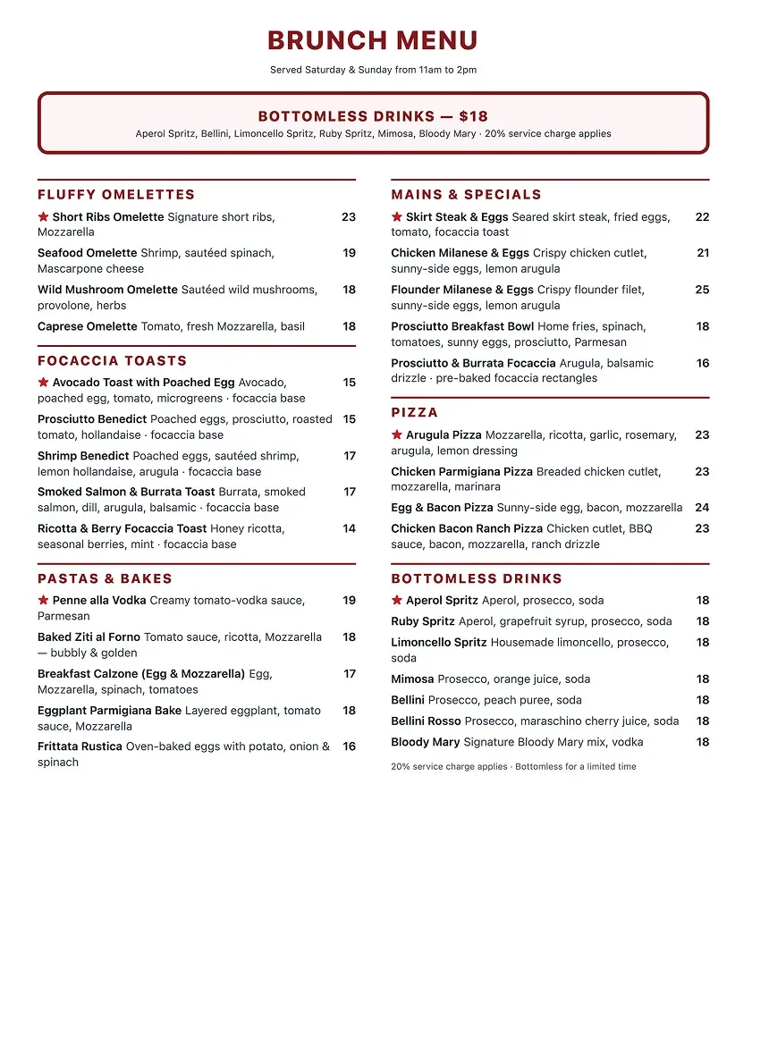Brunch Menu