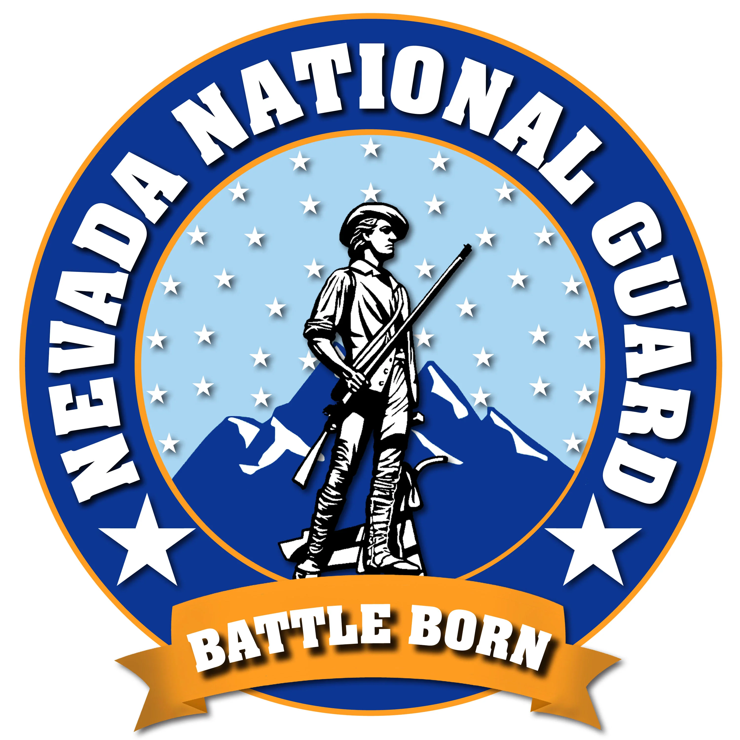 Nevada National Guard emblem featuring a soldier and mountains