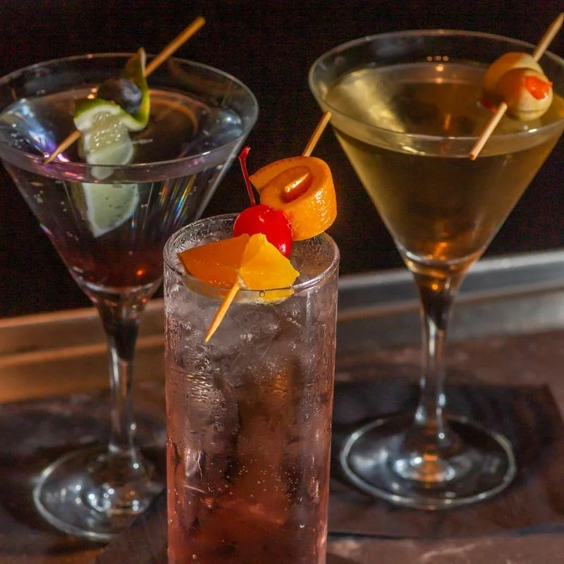  A vibrant selection of mixed drinks at Irina's Steak & Seafood.