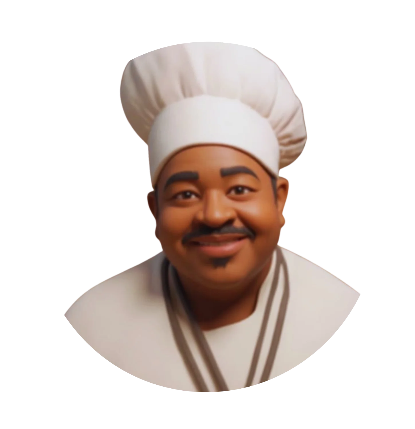 Animated chef character with a medal and chef hat