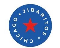 Logo of Jibaritos Chicago featuring a blue circle and red star