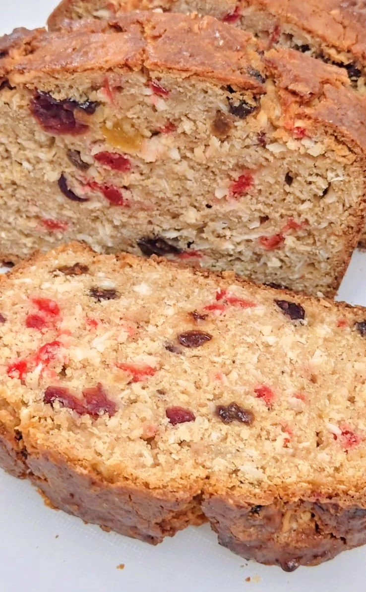 Fruitcake loaf with cherries and nuts