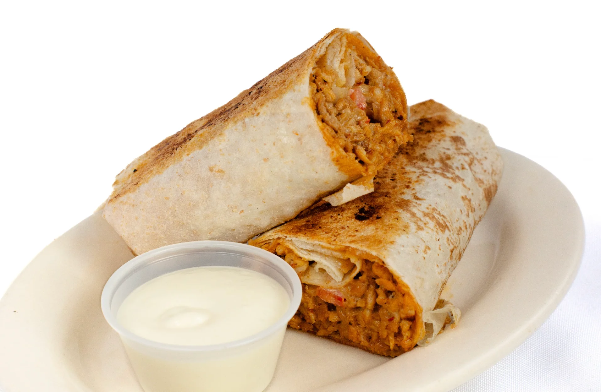 Crispy burritos served with creamy dipping sauce