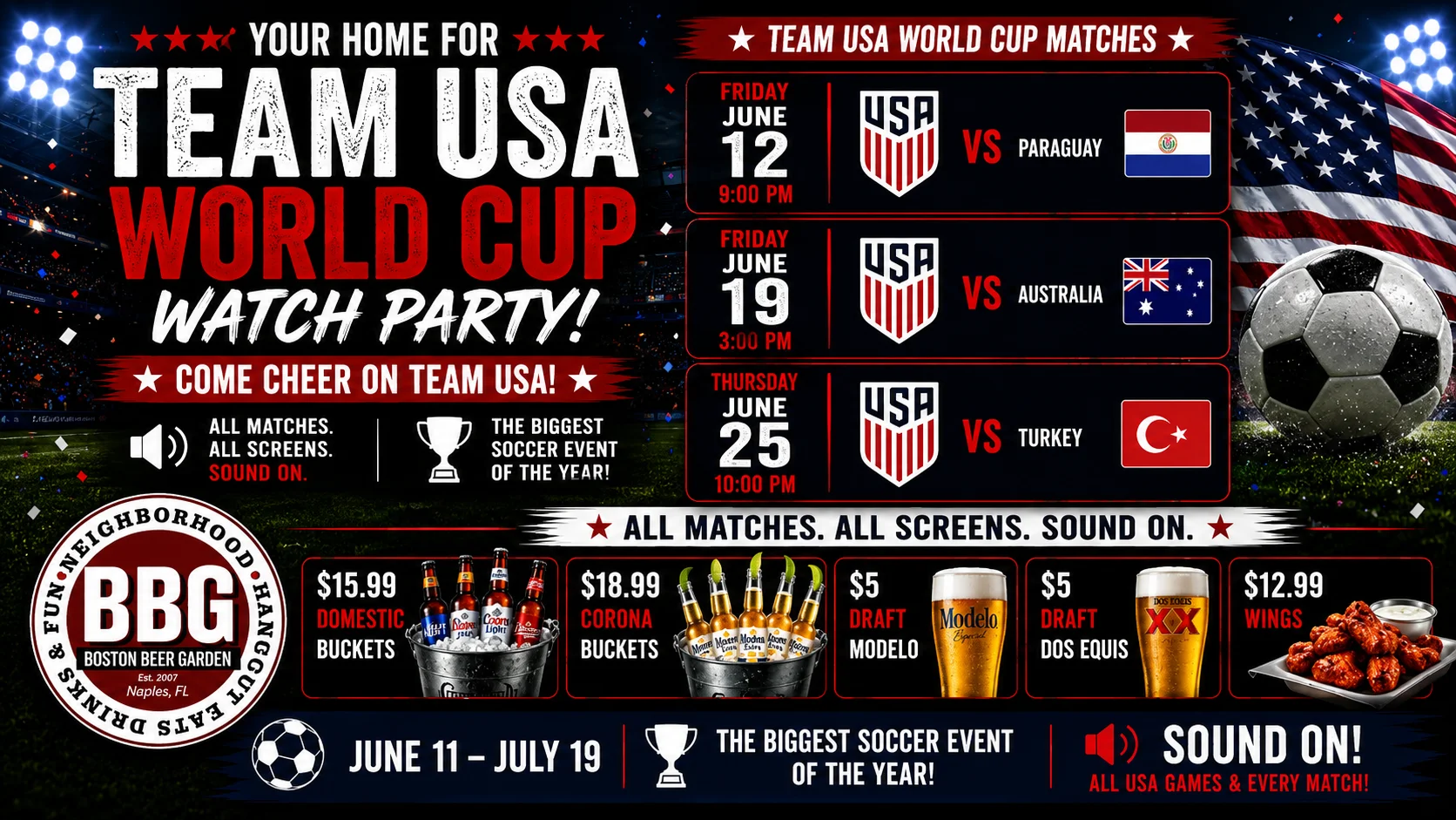 USA World Cup watch party promotional poster