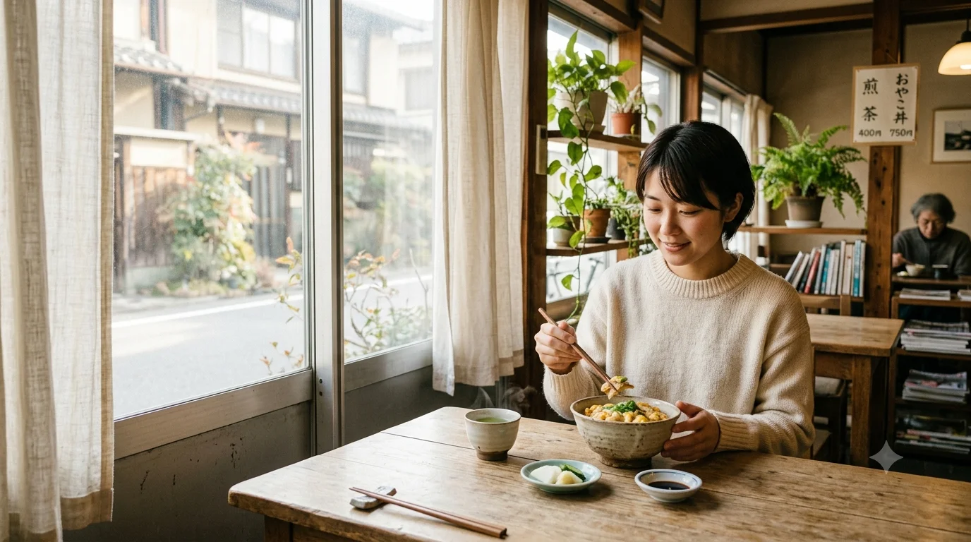 Japanese donburi rice bowl with vegetables