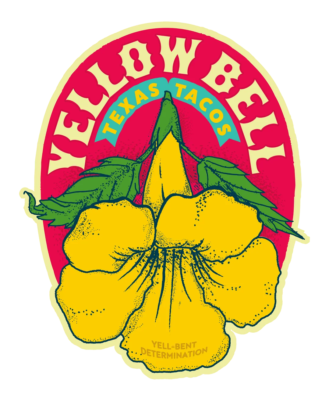 Colorful logo for Yellow Bell Texas Tacos featuring a yellow flower design