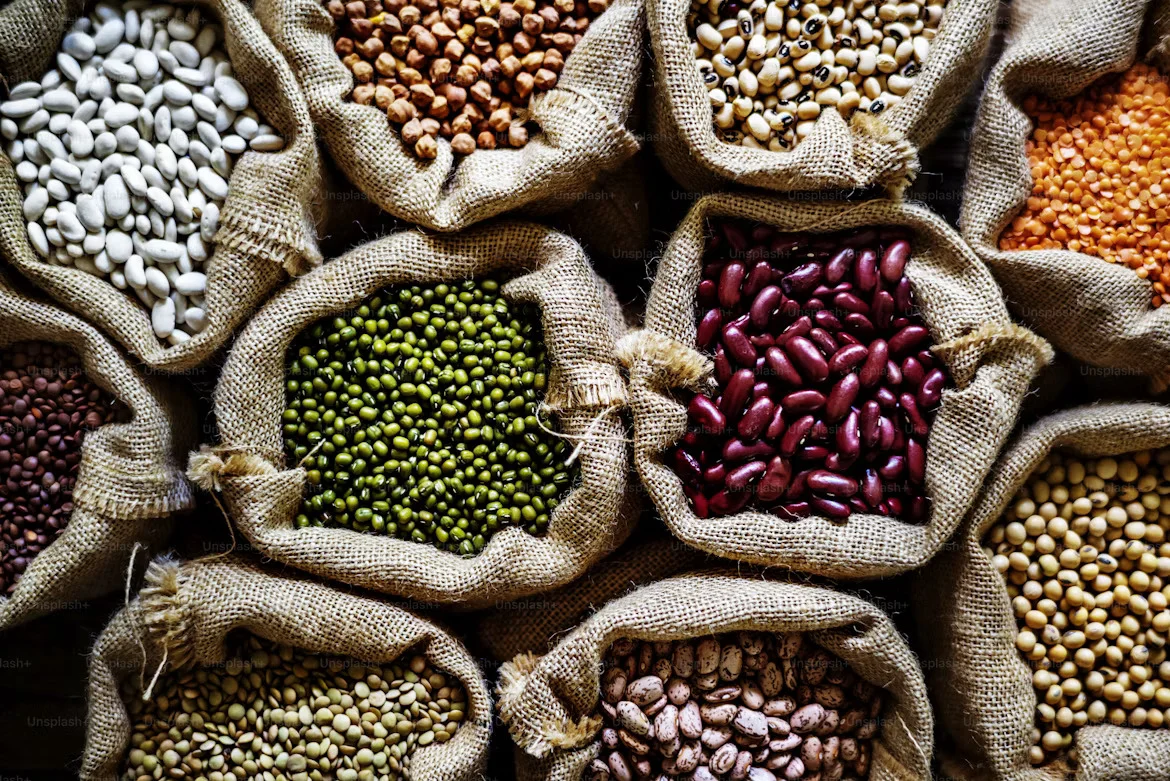 An image showing different types of legumes.
