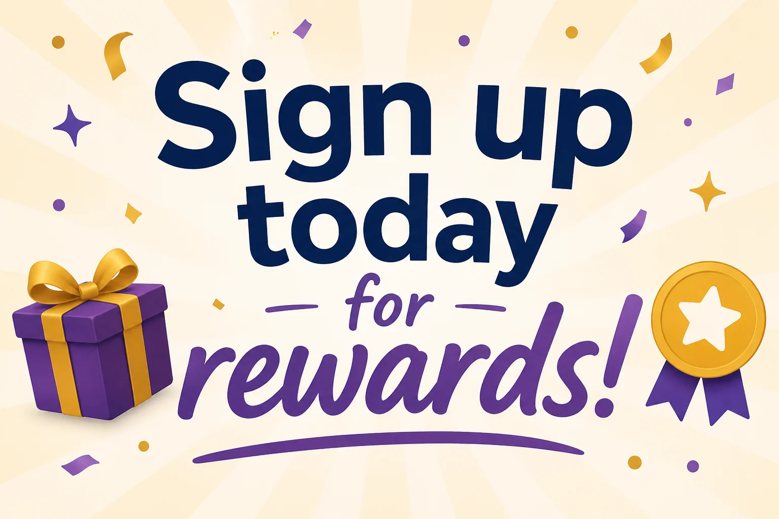 Promotional graphic for rewards program sign-up