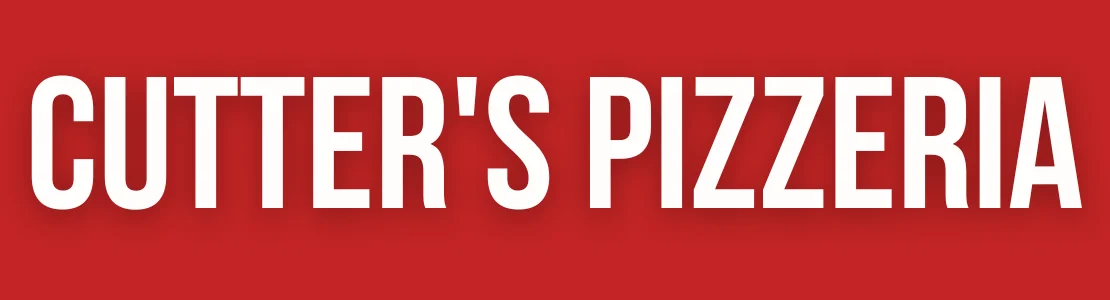 Cutter's Pizzeria logo on a vibrant red background