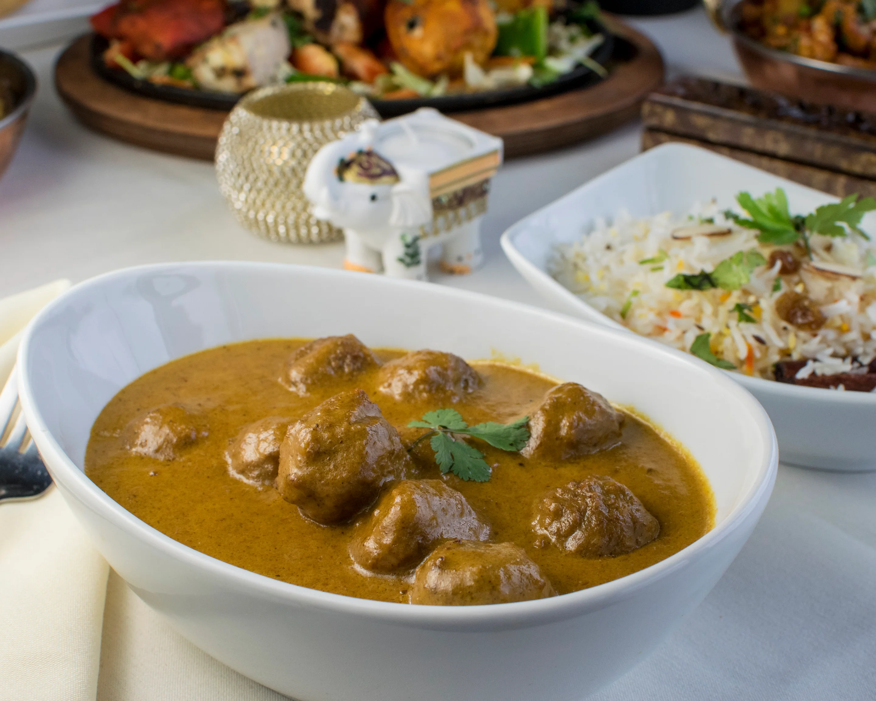 Delicious Indian kofta curry served with fragrant basmati rice