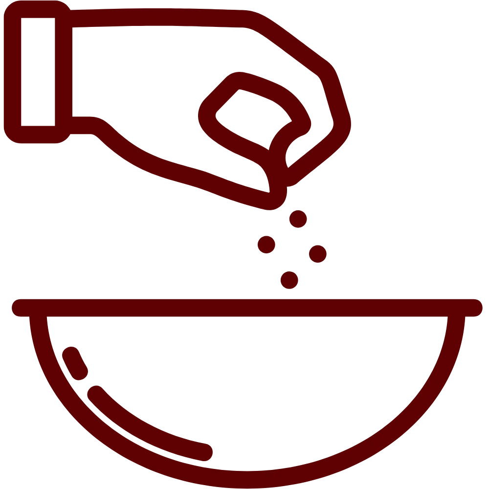 Putting seasoning in a bowl icon