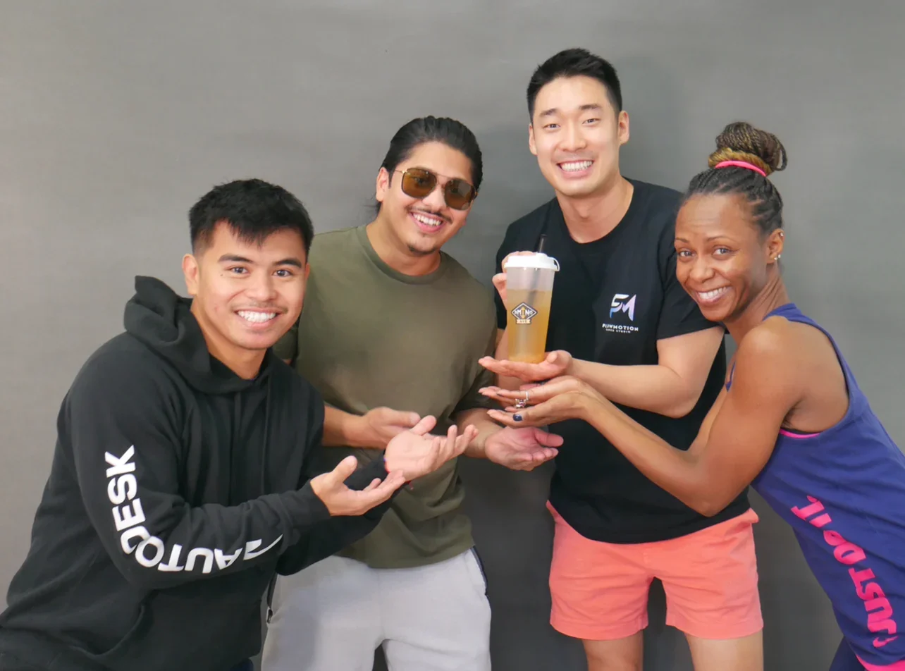 Group of friends enjoying a refreshing drink together