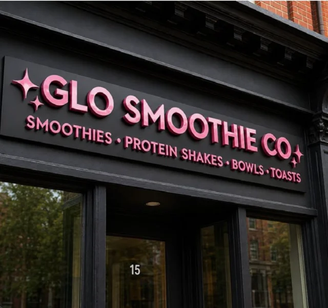 Exterior of Glo Smoothie Co. showcasing smoothie offerings