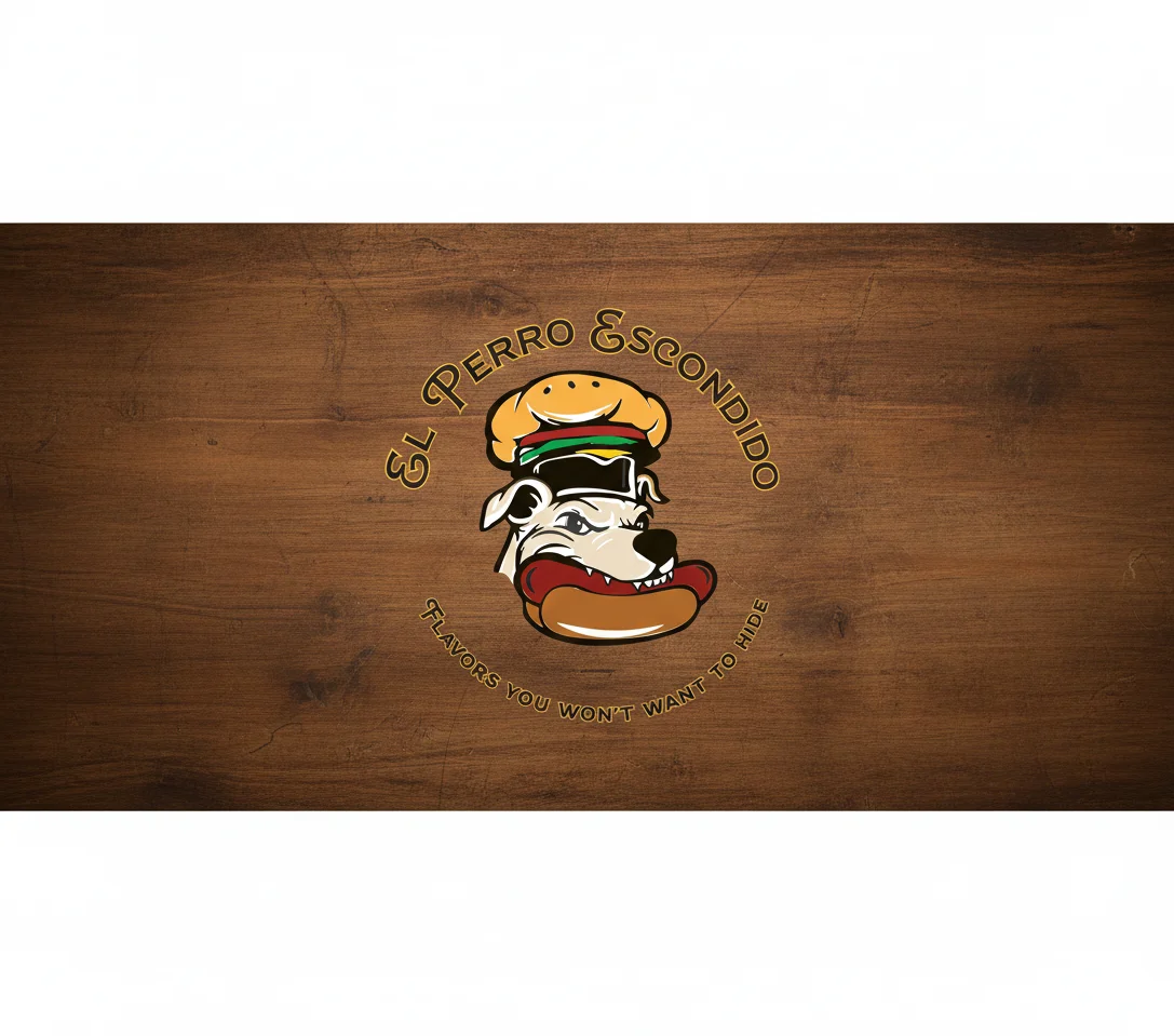 Logo of El Perro Escondido restaurant featuring a playful dog chef