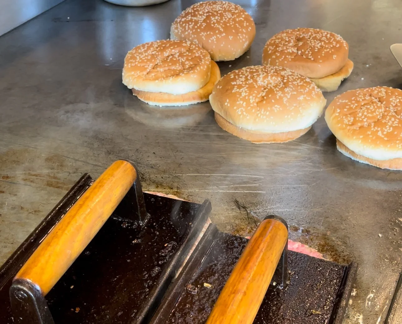 Hamburgers on the grill
