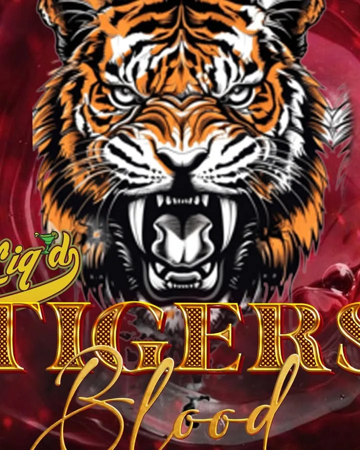 Vibrant graphic featuring a fierce tiger and bold text design