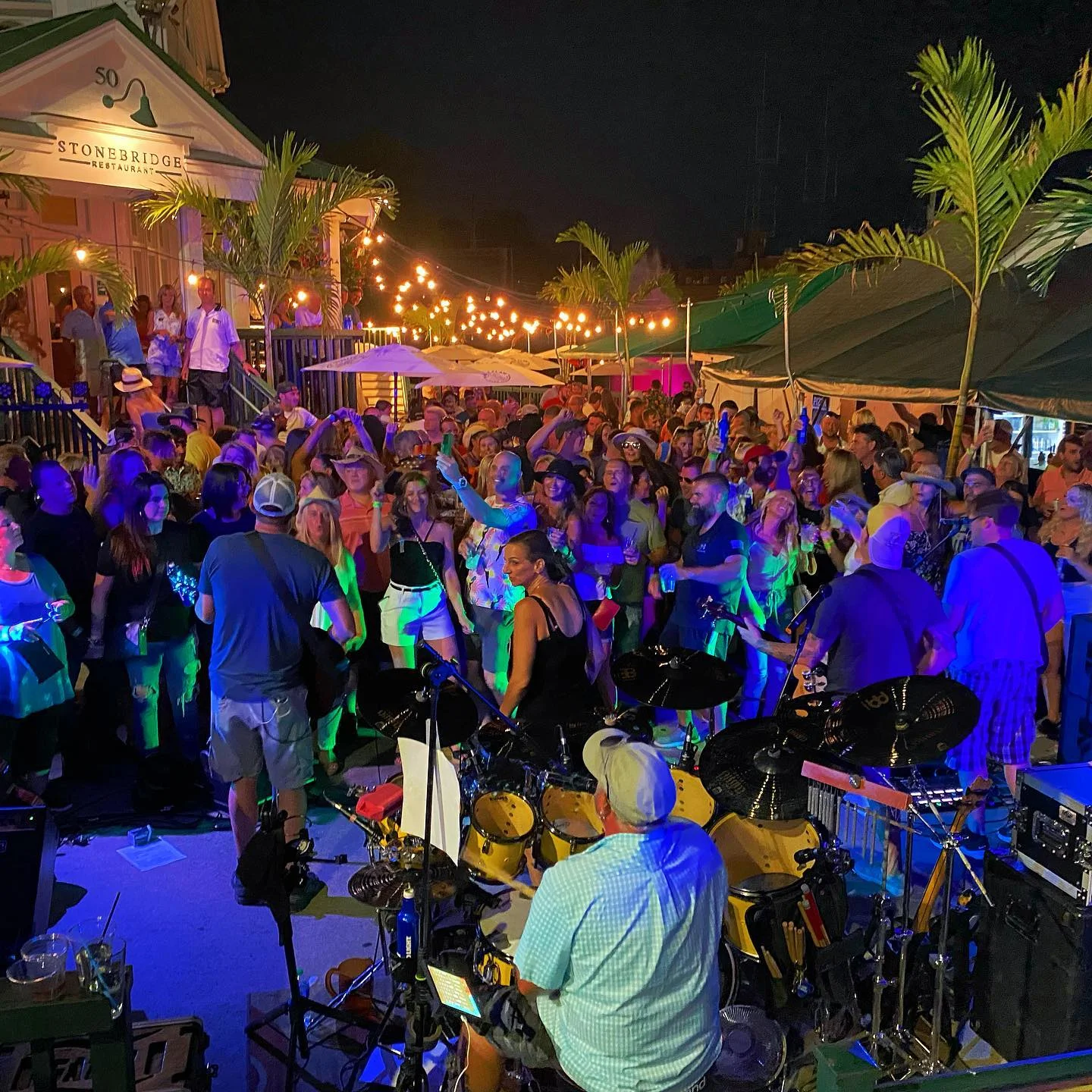 Vibrant scene with people enjoying live music