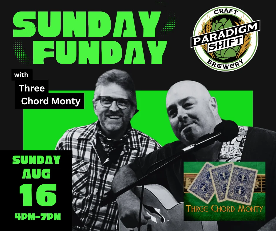 Live music event at Paradigm Shift Brewery featuring Three Chord Monty