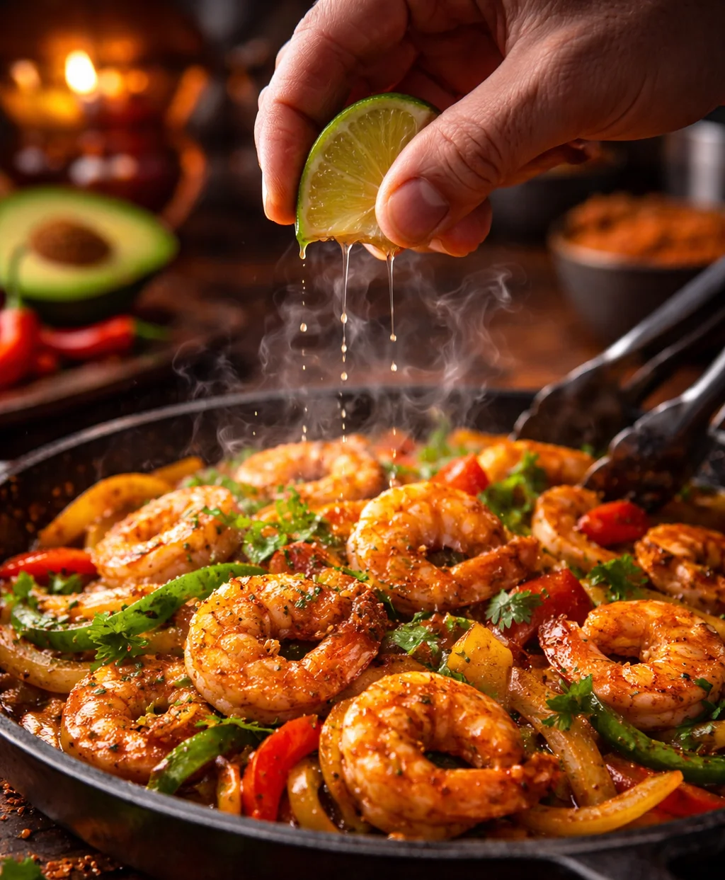 A hand in a glove is sprinkling seasoning from above into a metal mixing bowl in a kitchen setting.