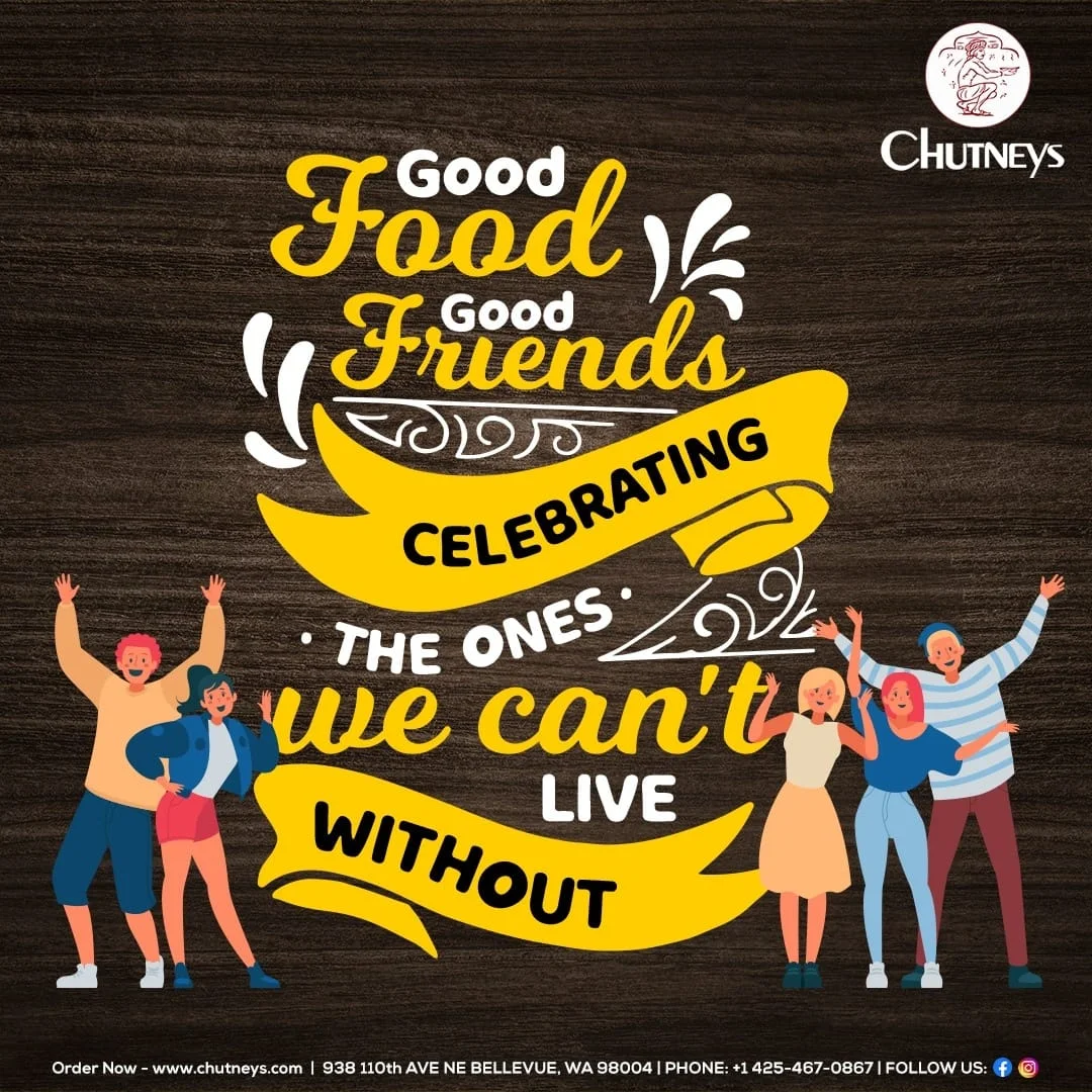 Celebration of friendship with joyful people and vibrant typography