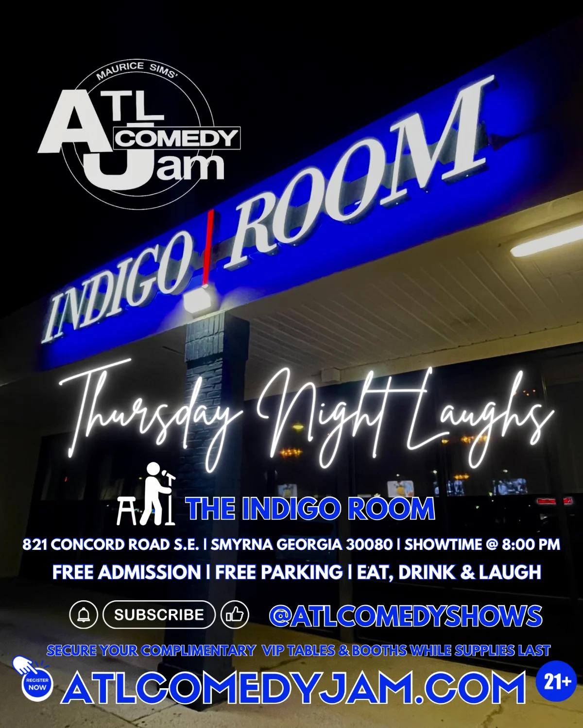 Comedy event at The Indigo Room in Smyrna, Georgia