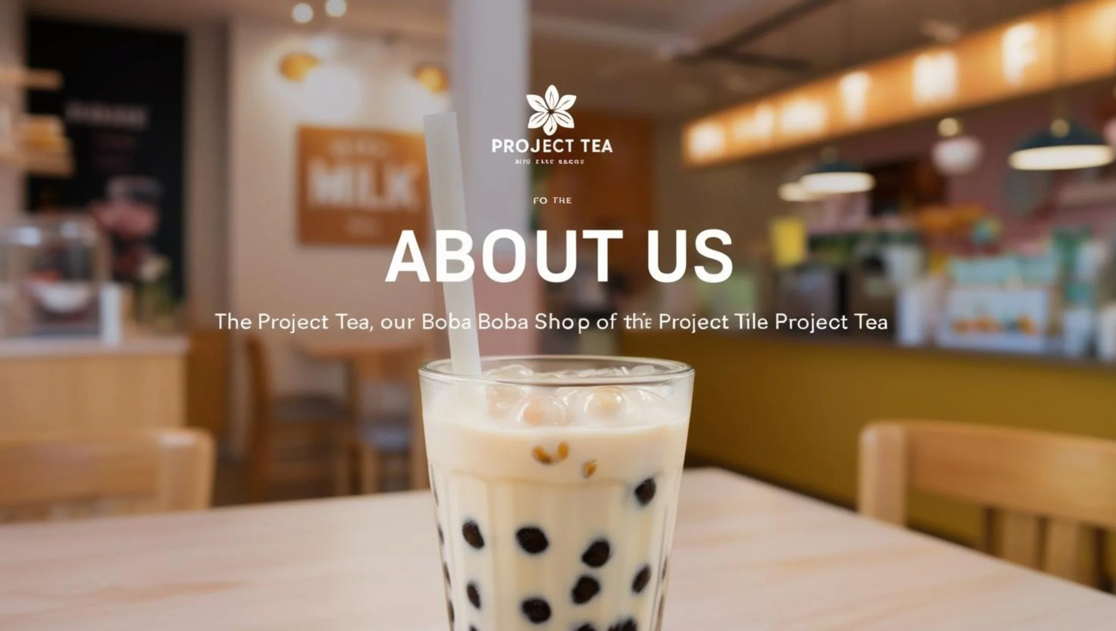 Refreshing boba tea with tapioca pearls in a cozy cafe setting