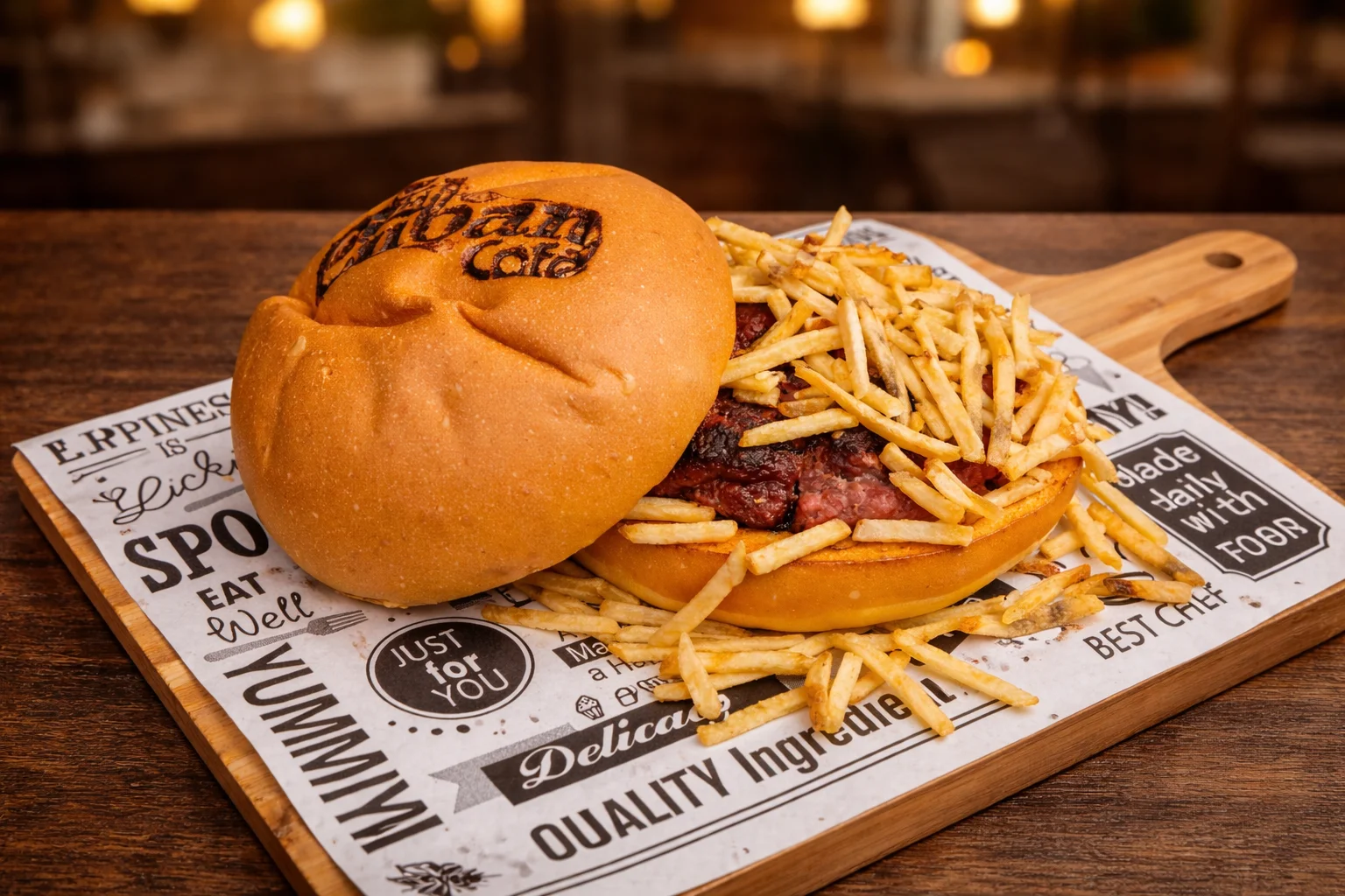 Cuban sandwich with crispy fries