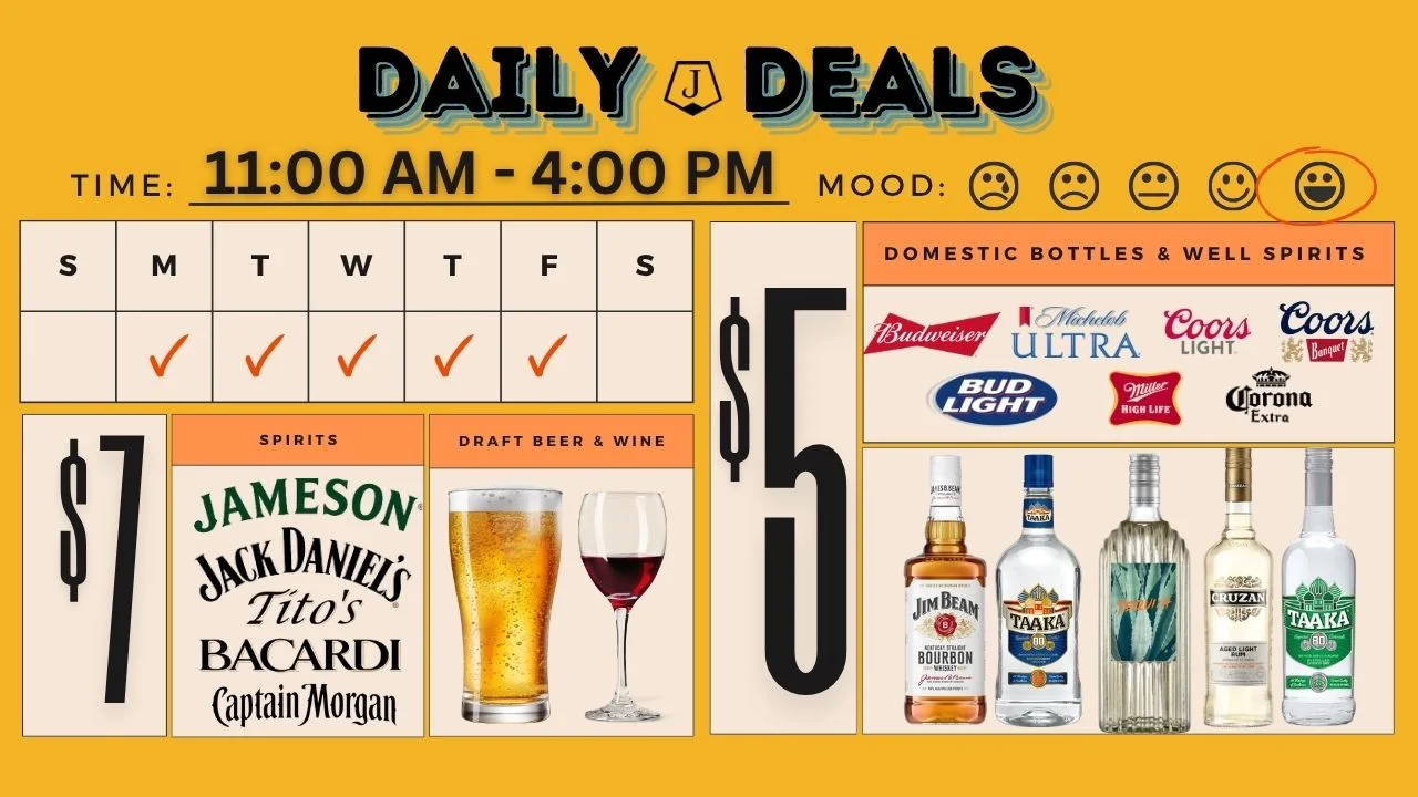 Promotional graphic for Jack's Daily Deals featuring food items and discounts.