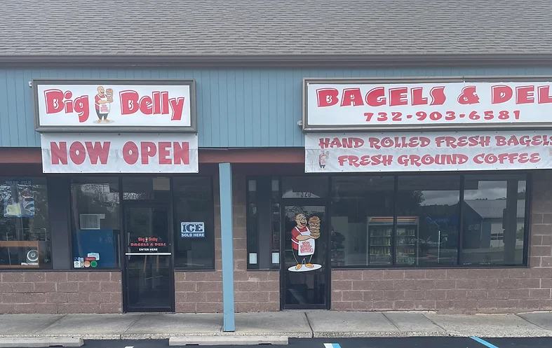 Exterior of Big Belly Bagels & Deli, now open for fresh bagels and coffee