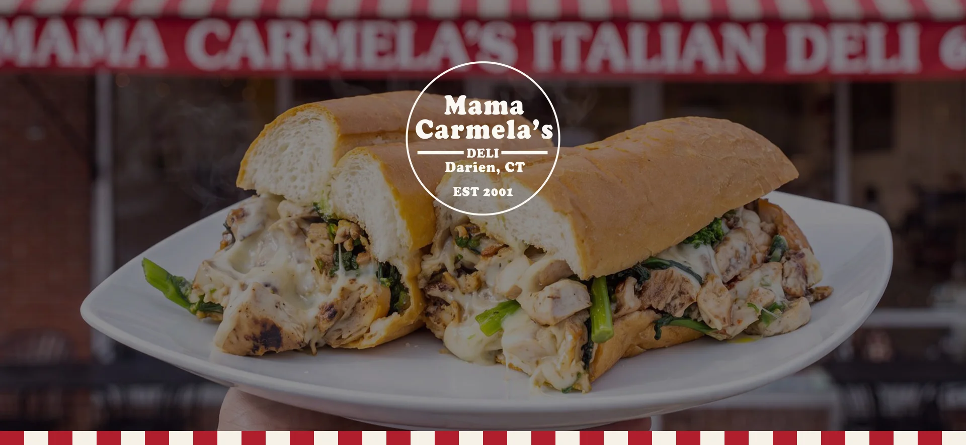 Italian chicken cheesesteak sandwich on a plate