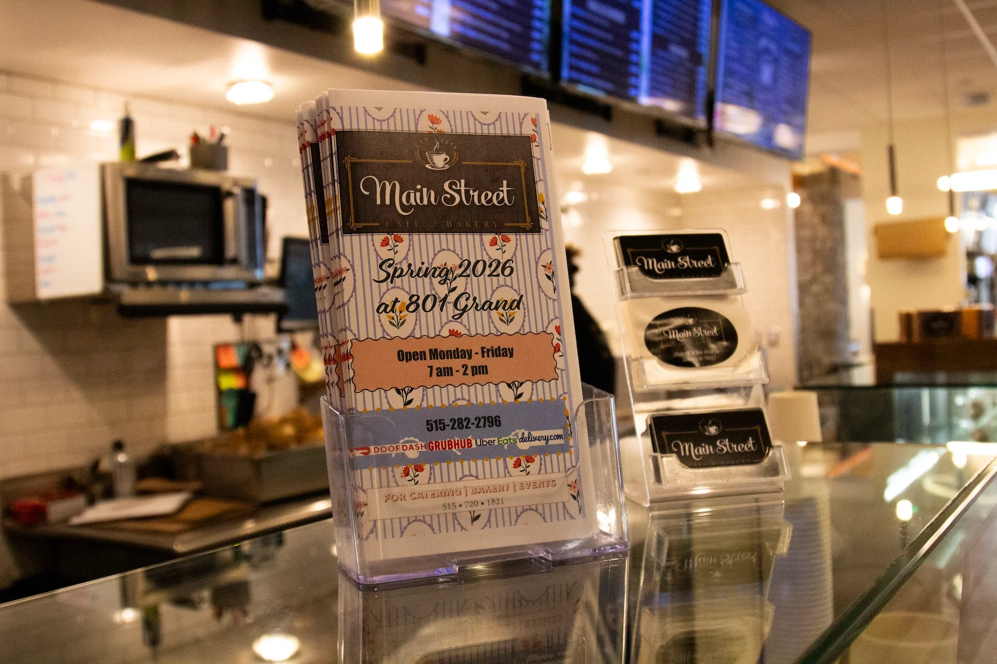 Main Street Bakery promotional materials on display