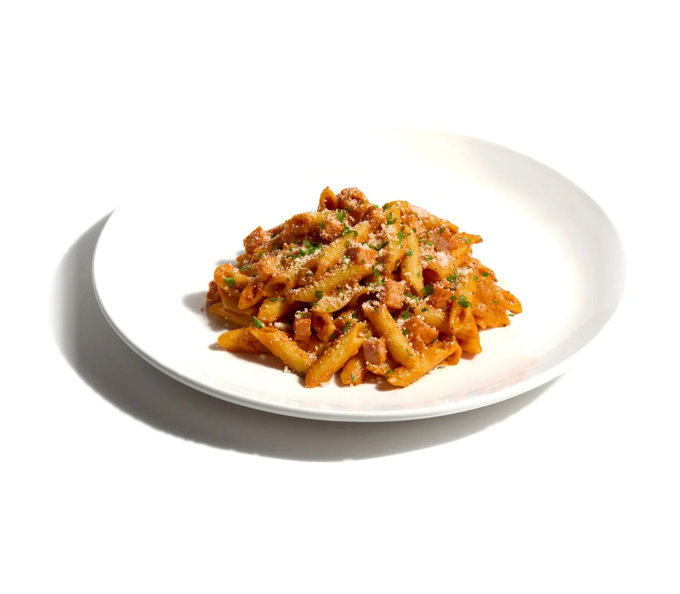 Penne Alla Vodka topped with grated cheese