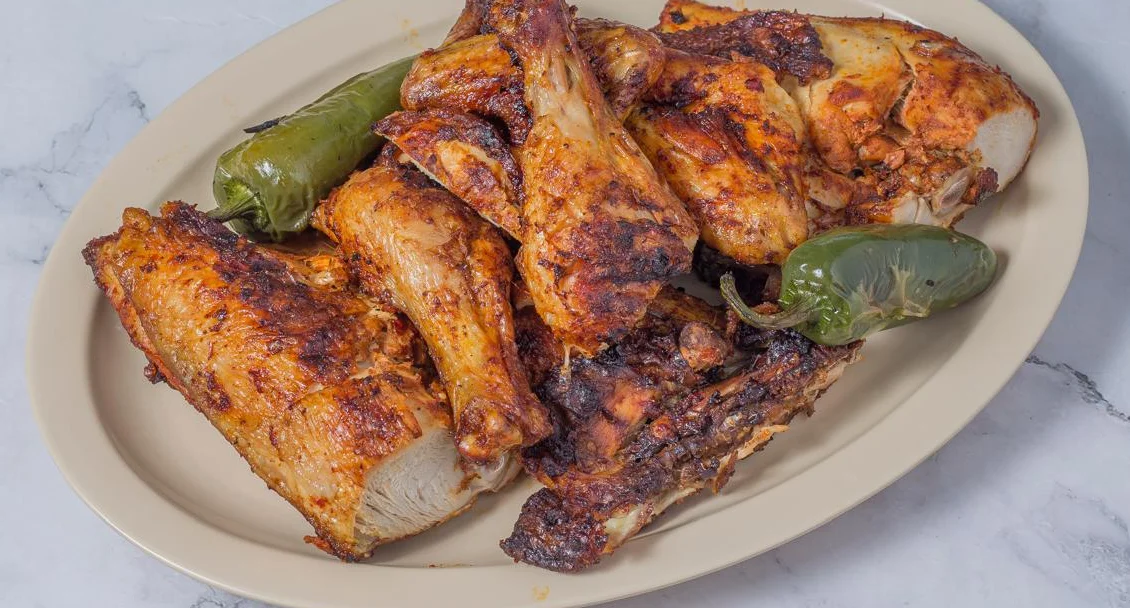 Grilled Peruvian pollo a la brasa with jalapeños