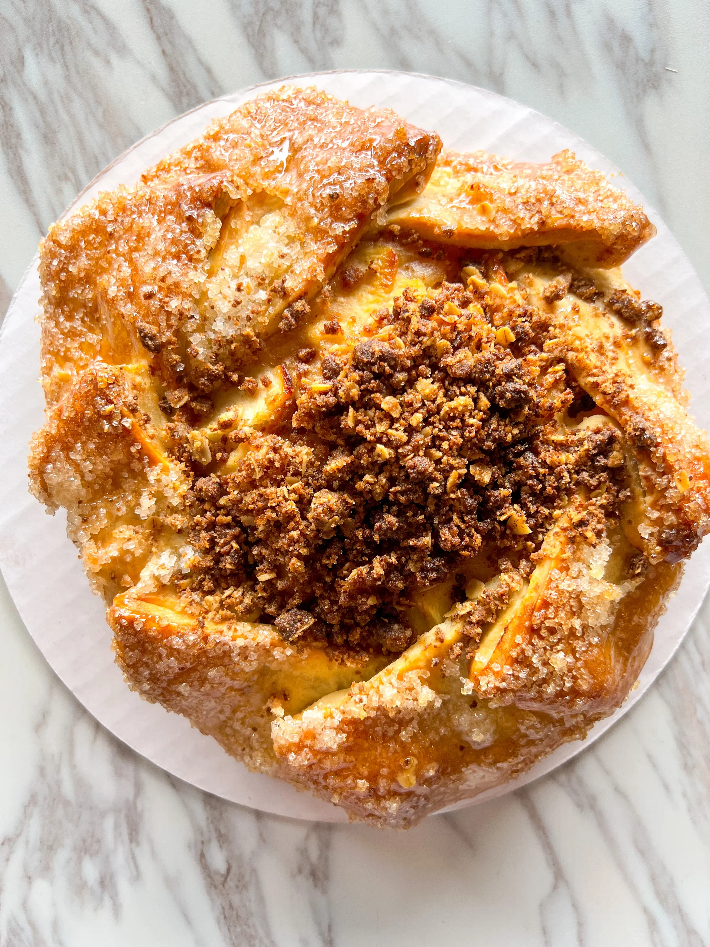 Delicious apple crumble pastry with a golden crust